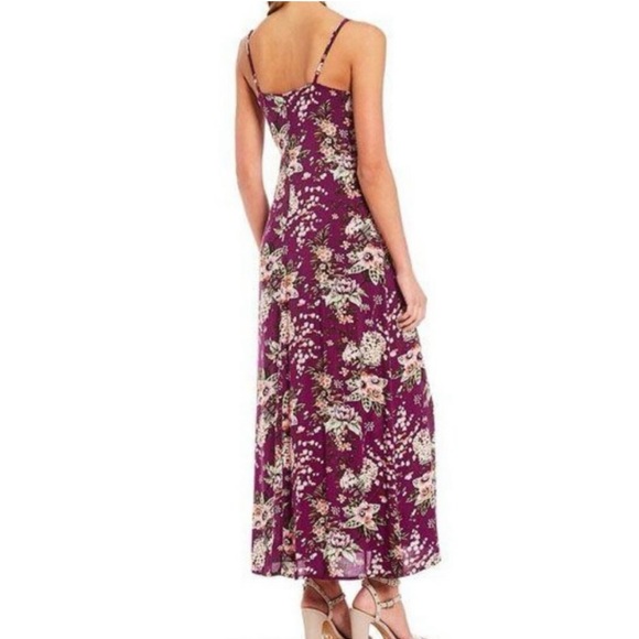Gianni Bini Dresses Purple Floral Wrap/Tie Midi Dress - Picture 2 of 14